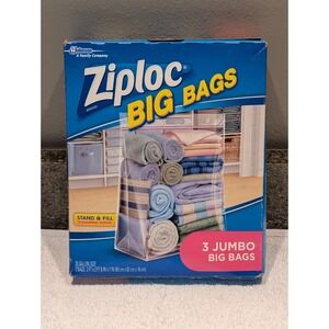 ZIPLOC Jumbo 20 Gallon BigbnBags Jumbo Stand Fill 2'x2' XXL 3 Bags In Box